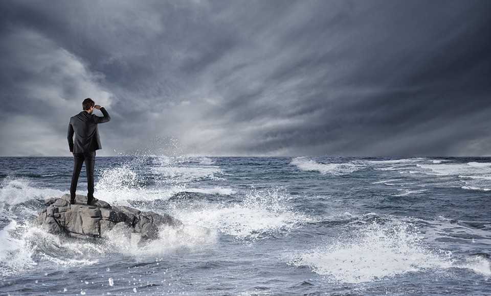 man in a storm